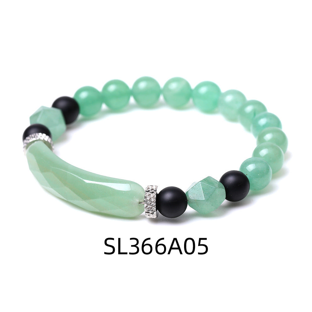 Black Agate Diamond-shaped Cut Bracelet For Women