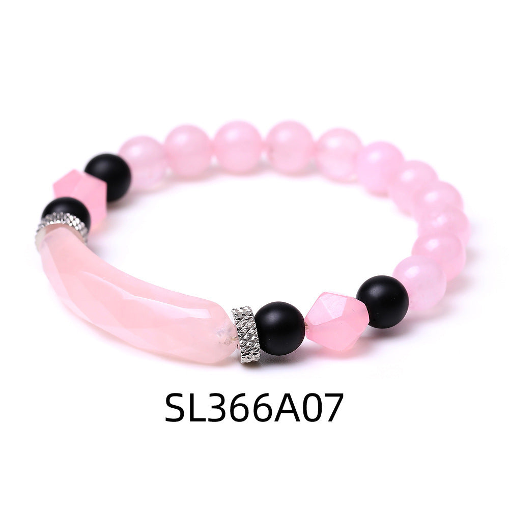 Black Agate Diamond-shaped Cut Bracelet For Women