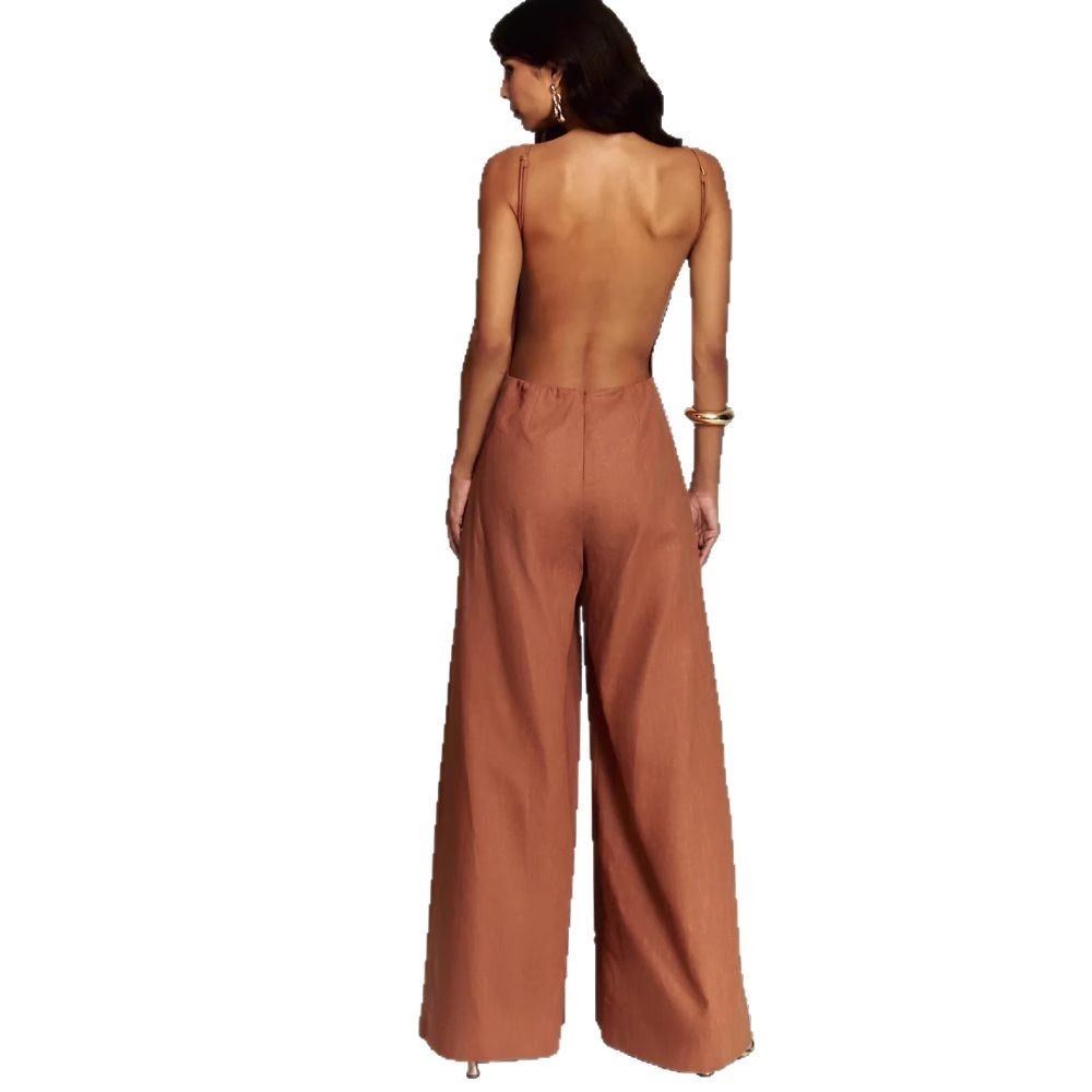 Spring And Summer New Suspender Sleeveless Jumpsuit One-piece Wide Leg Women
