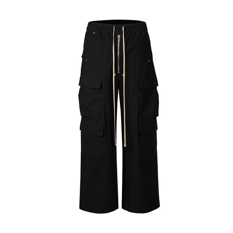 Side Pocket Loose Mop Tooling Flared Casual Pants