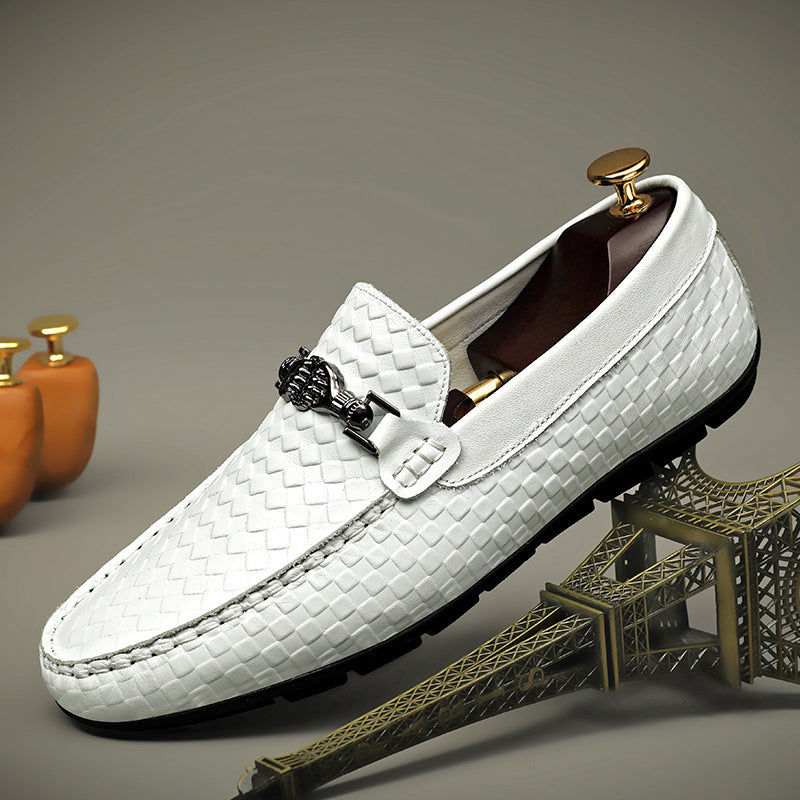 Spring And Summer White Lazy Doug Shoes Men's British Casual Leather Shoes