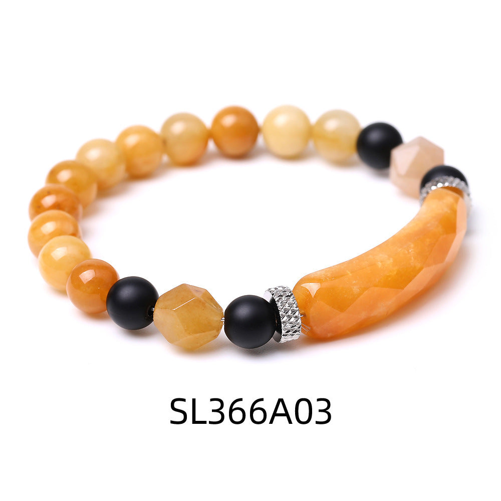 Black Agate Diamond-shaped Cut Bracelet For Women