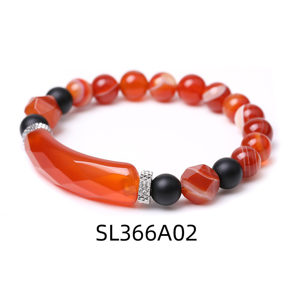 Black Agate Diamond-shaped Cut Bracelet For Women