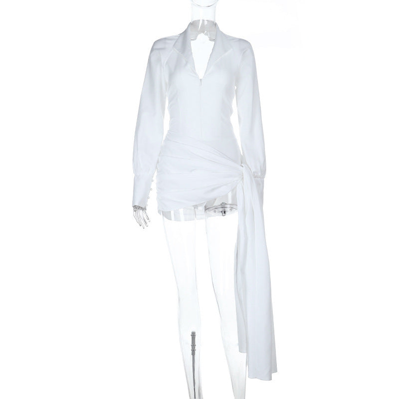 New Sexy V-neck Long Sleeve Hip Skirt For Women