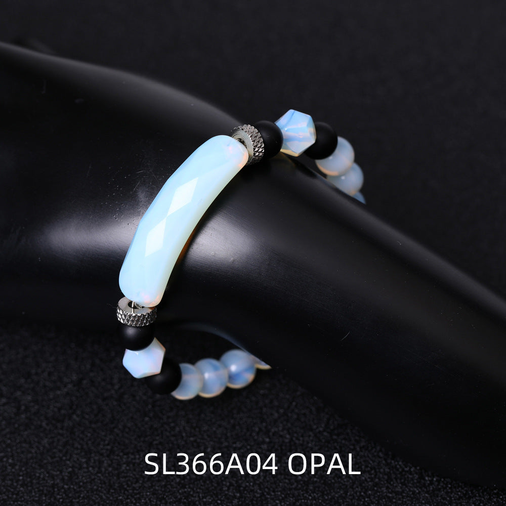 Black Agate Diamond-shaped Cut Bracelet For Women