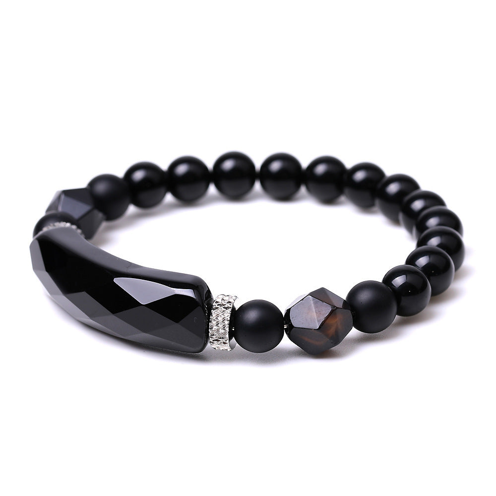 Black Agate Diamond-shaped Cut Bracelet For Women