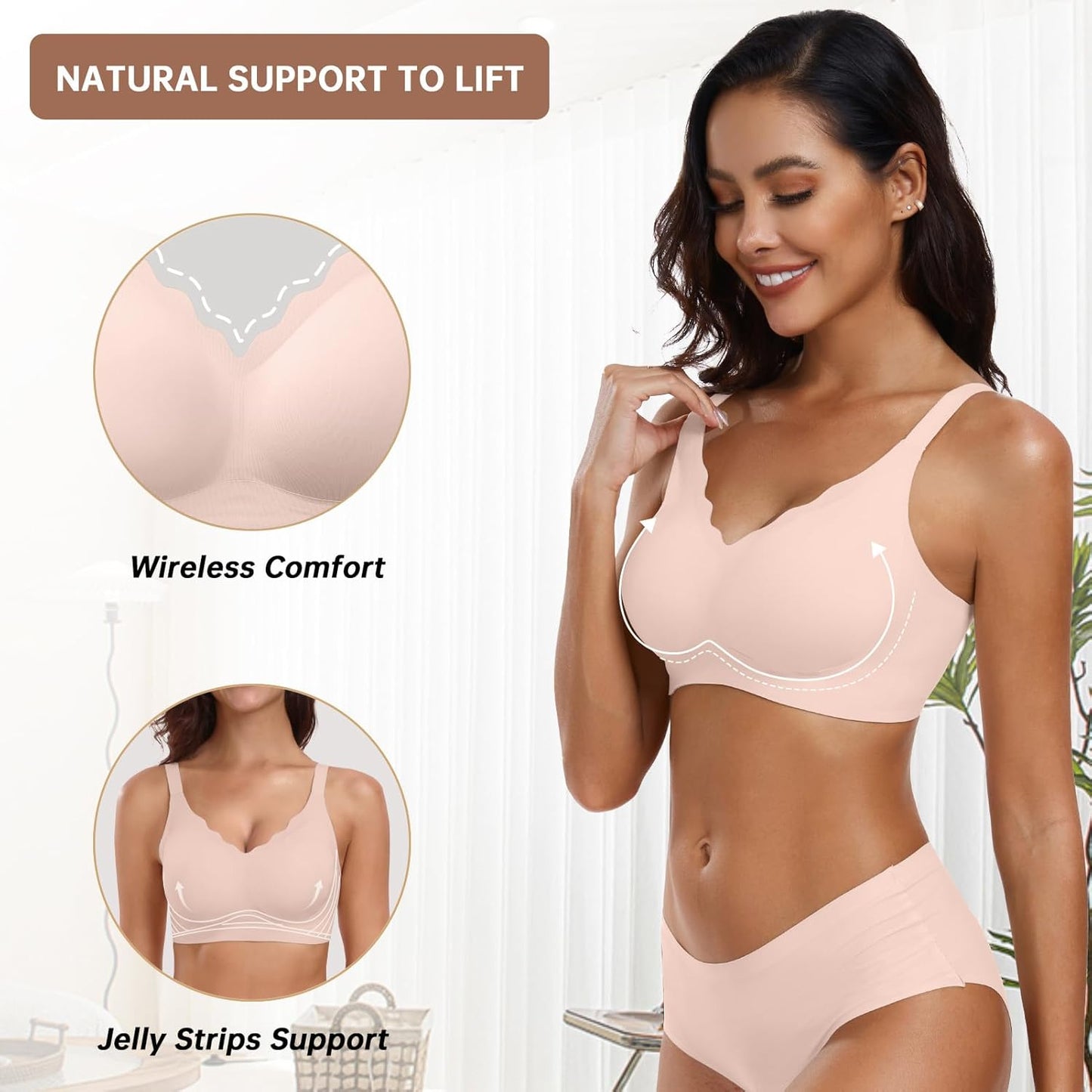 OEAK - Brasier sin aros para mujer, con soporte push up, cobertura completa, cómodo, para uso diario, sin costuras para usar con camisetas