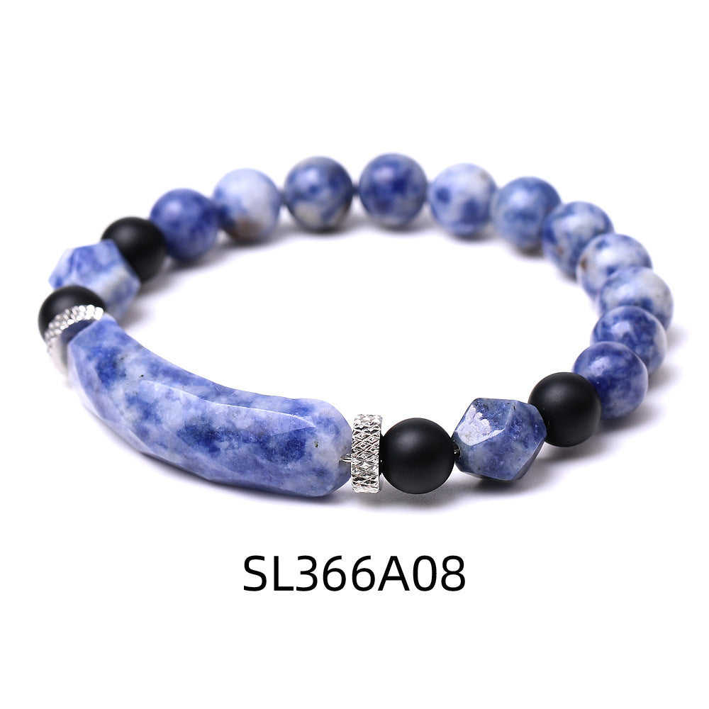 Black Agate Diamond-shaped Cut Bracelet For Women
