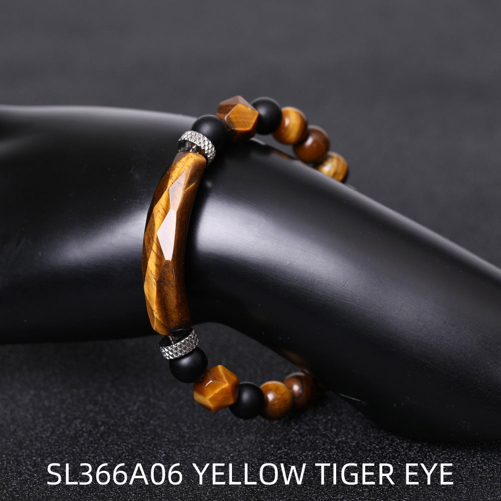 Black Agate Diamond-shaped Cut Bracelet For Women
