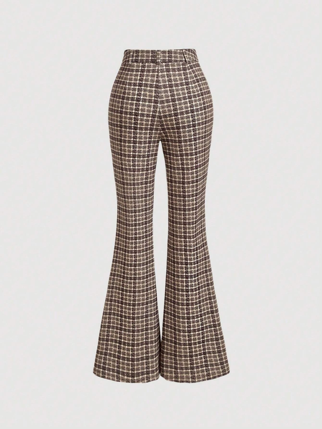 Temperament Commute High Waist All-matching Plaid Striped Retro Trousers