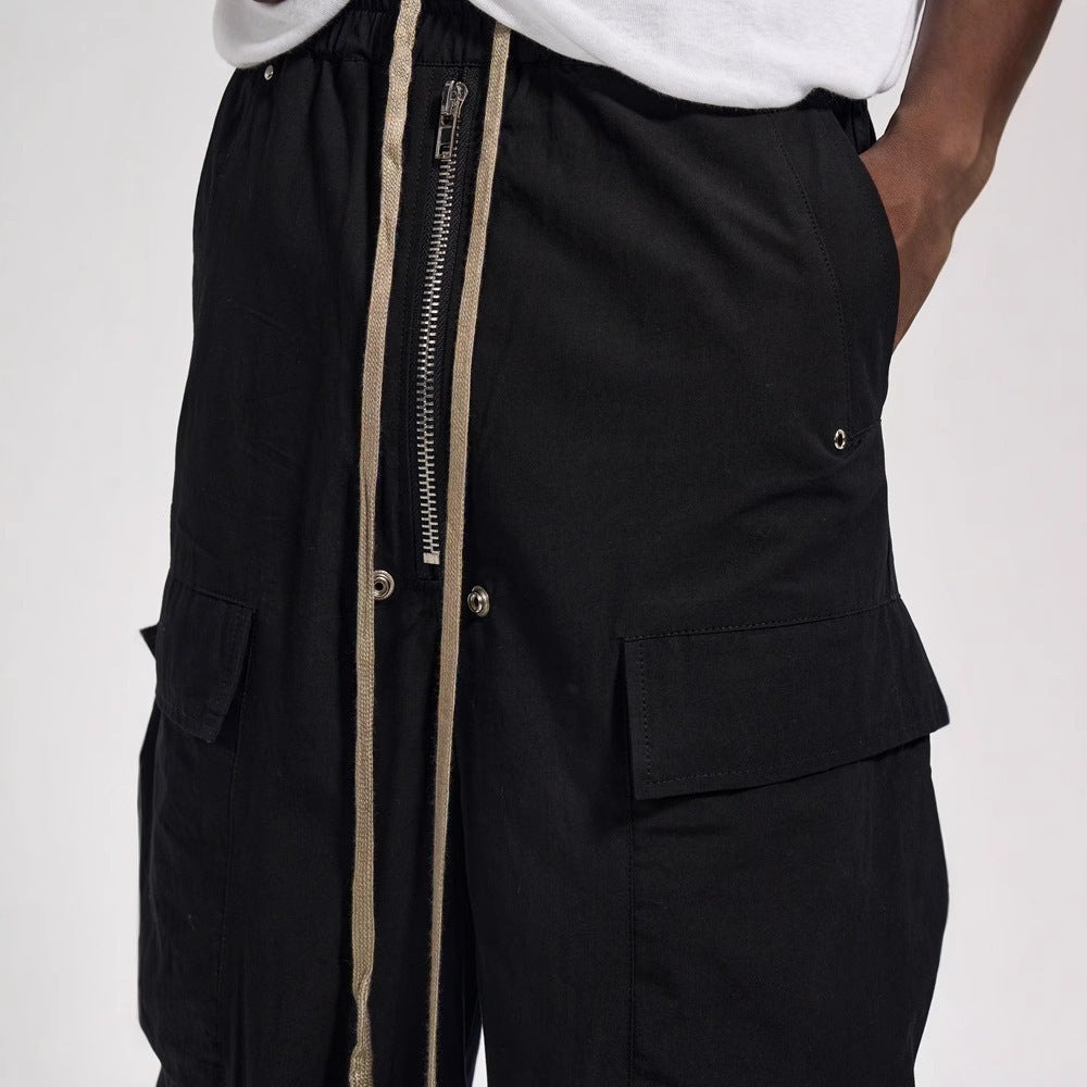 Side Pocket Loose Mop Tooling Flared Casual Pants