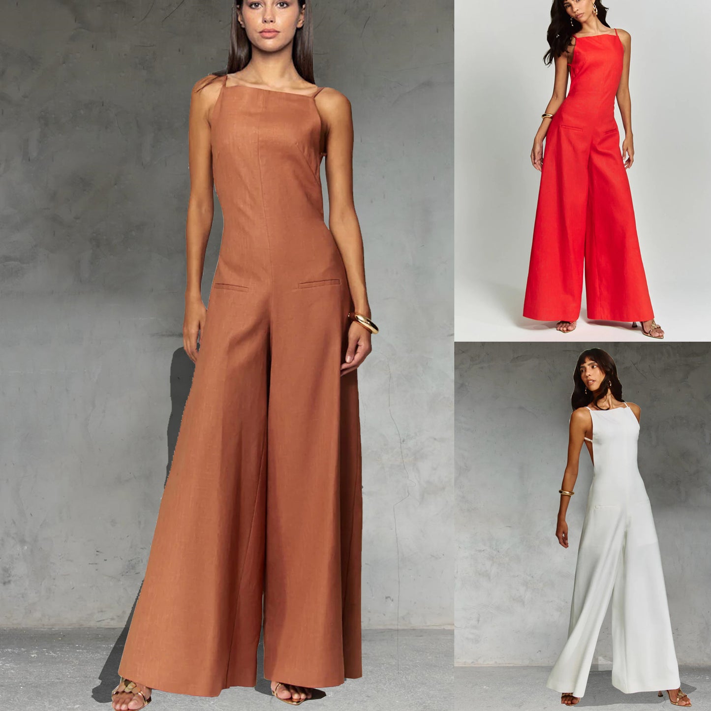 Spring And Summer New Suspender Sleeveless Jumpsuit One-piece Wide Leg Women