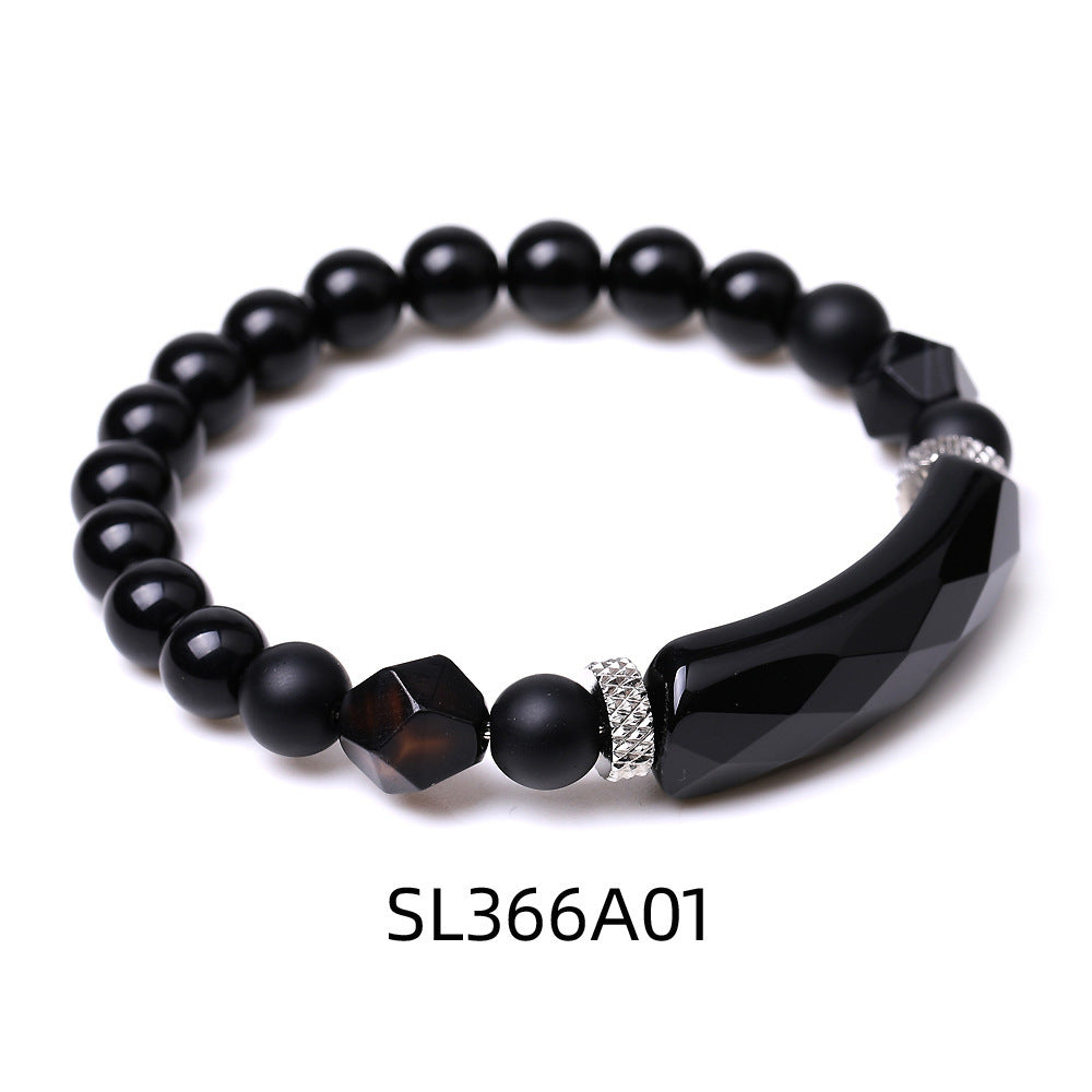 Black Agate Diamond-shaped Cut Bracelet For Women