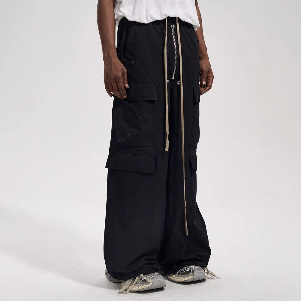 Side Pocket Loose Mop Tooling Flared Casual Pants