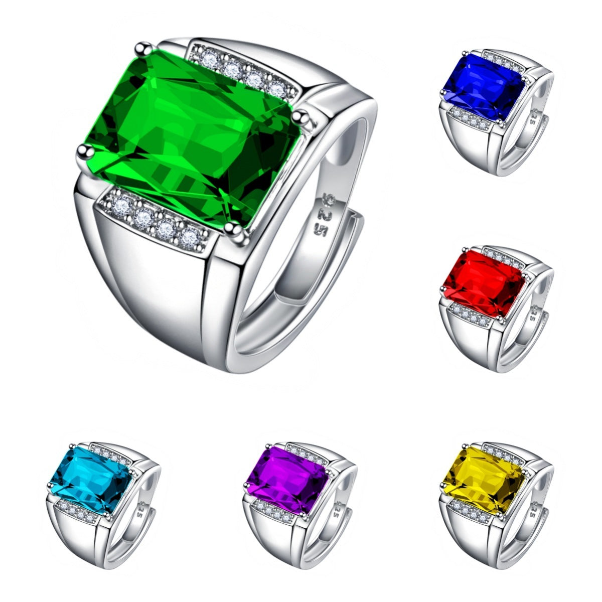 Open Brazil Natural Amethyst Colored Gems Ring