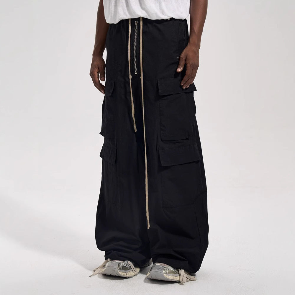Side Pocket Loose Mop Tooling Flared Casual Pants