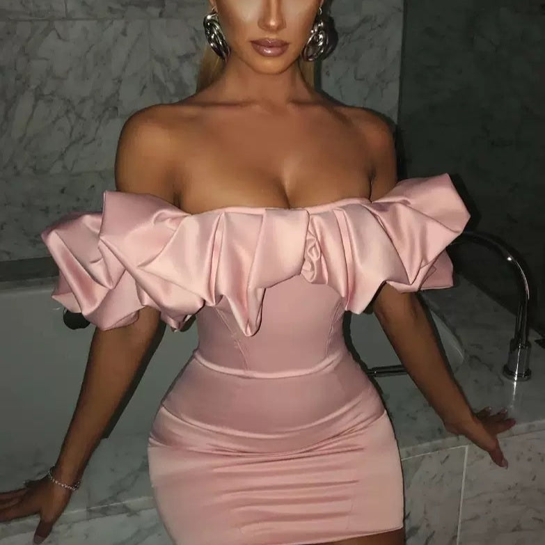 European And American Ruffled Tube Top Dress