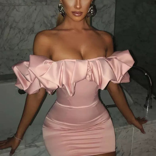 European And American Ruffled Tube Top Dress