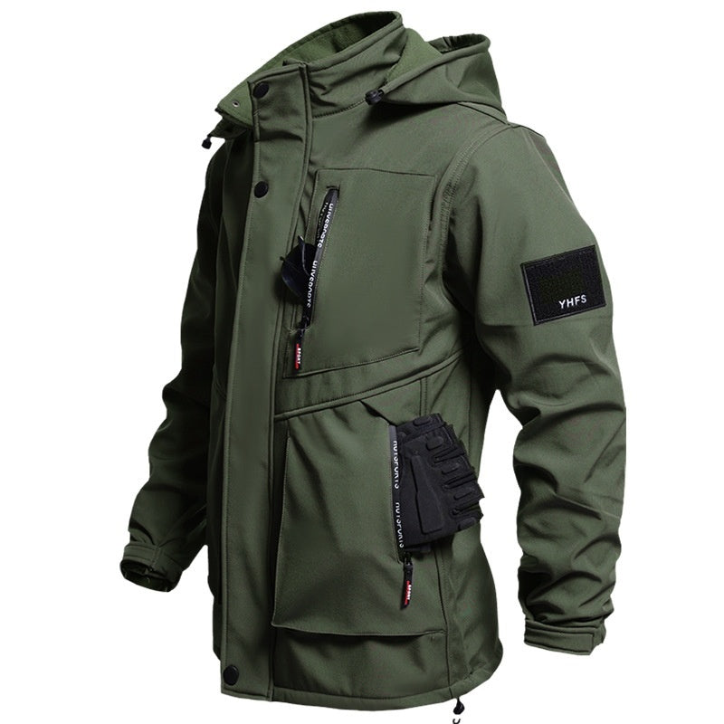 Autumn And Winter Fleece-lined Waterproof Jacket Suit