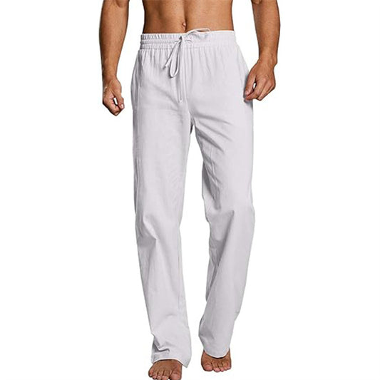 Cotton And Linen Loose Elastic Drawstring Waist Trousers