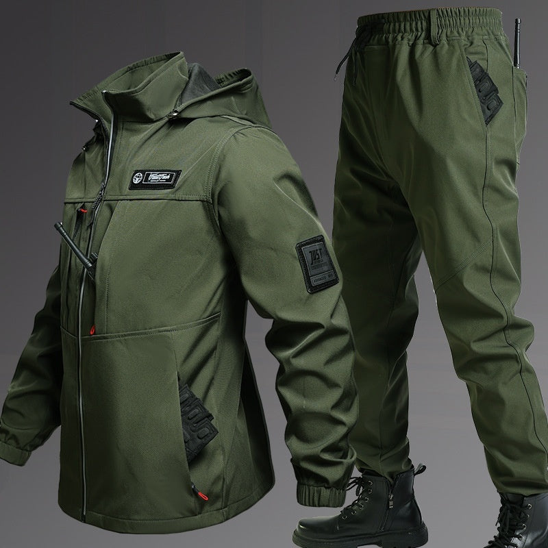 Autumn And Winter Fleece-lined Waterproof Jacket Suit