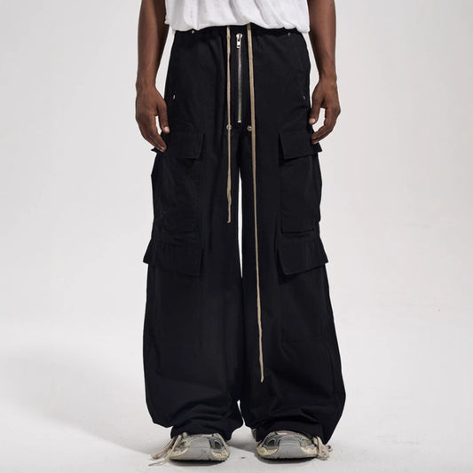 Side Pocket Loose Mop Tooling Flared Casual Pants