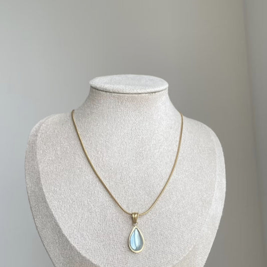 Retro Blue And Green Water Drop Necklace High Sense