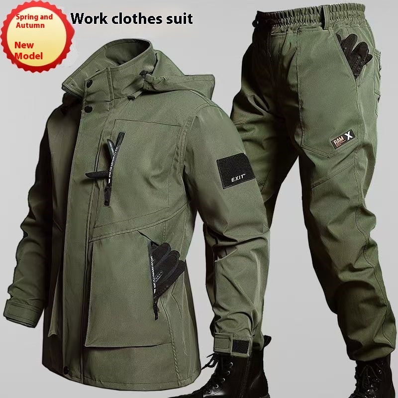 Autumn And Winter Fleece-lined Waterproof Jacket Suit