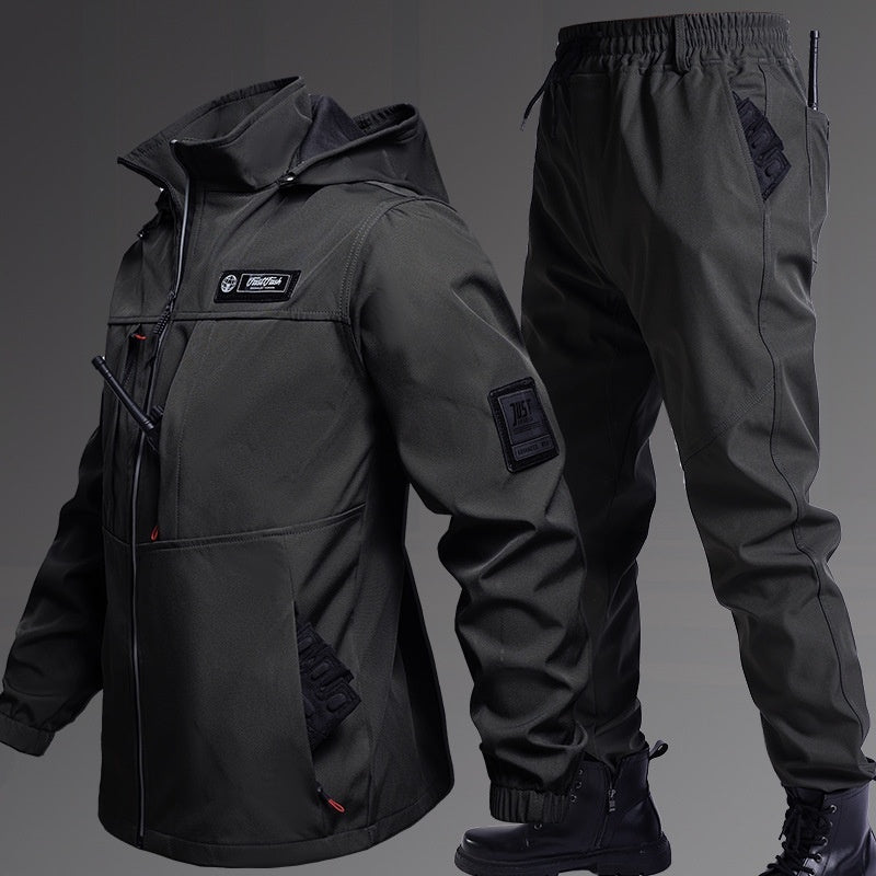 Autumn And Winter Fleece-lined Waterproof Jacket Suit