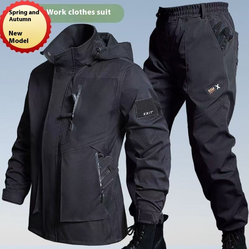 Autumn And Winter Fleece-lined Waterproof Jacket Suit